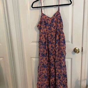 Universal Thread Blue and Orange Floral Midi Dress